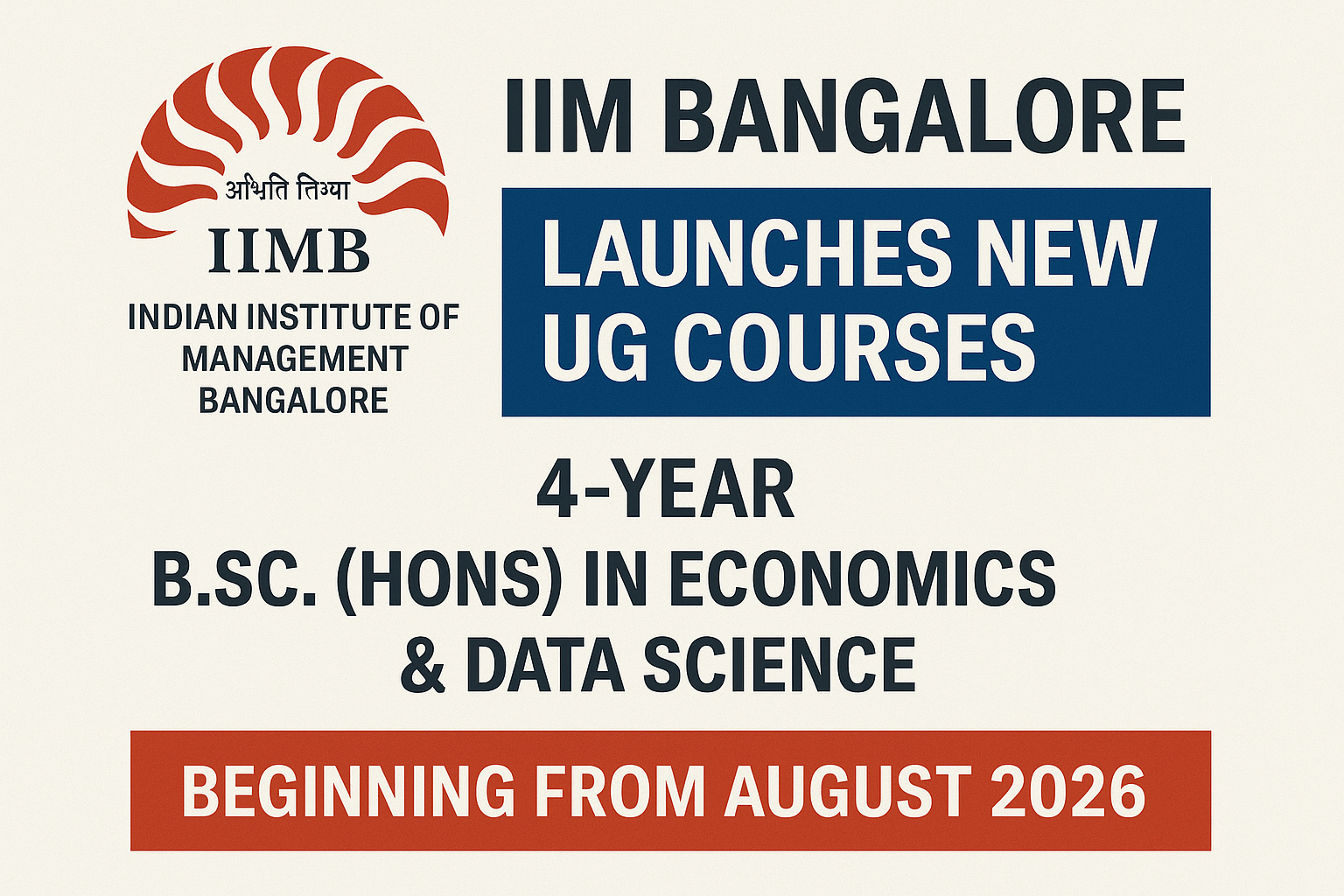 Read more about the article IIM Bangalore Launches New UG Programs: B.Sc. (Hons) in Economics & Data Science – Admissions Open for 2026