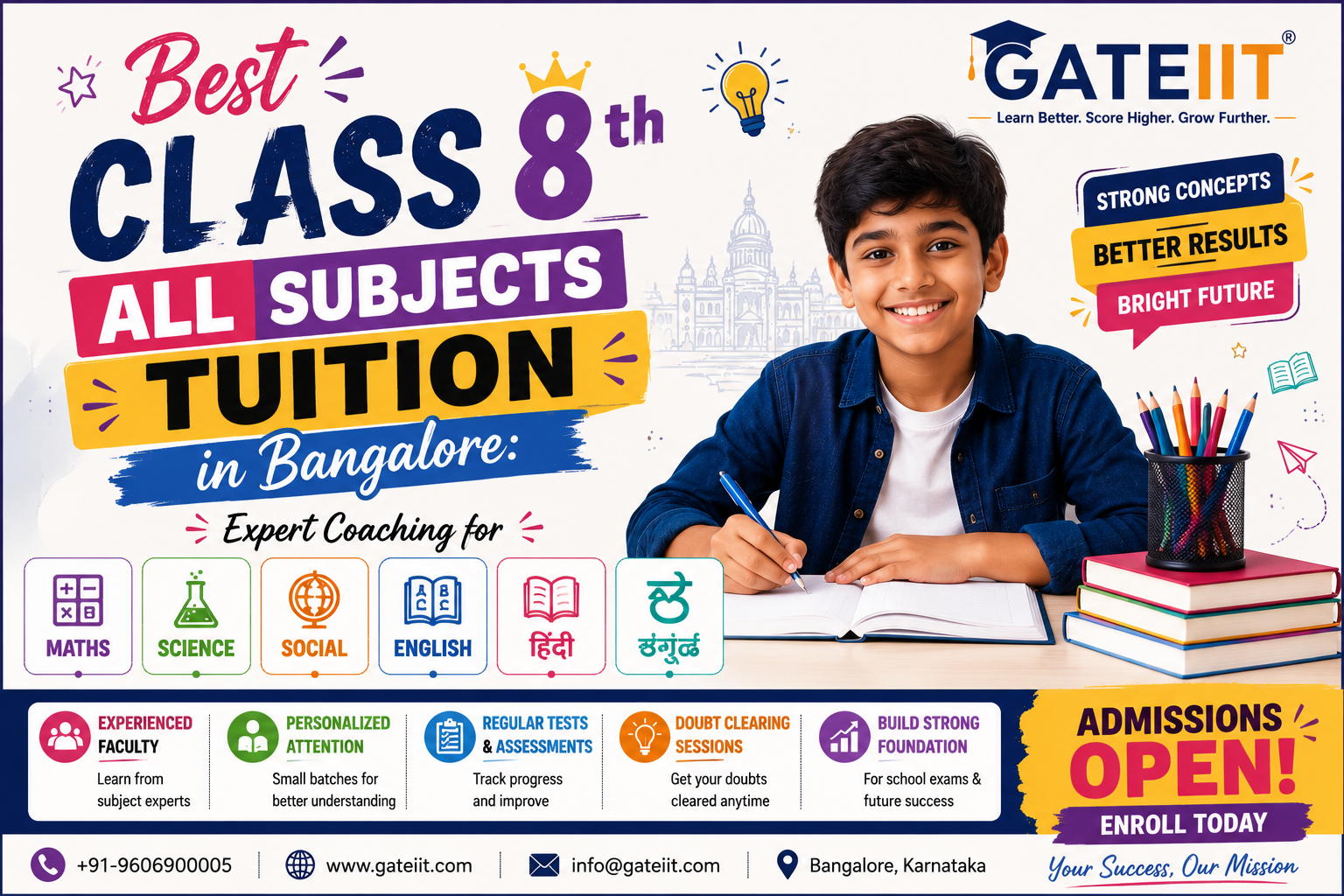 You are currently viewing Best Class 8th All Subjects Tuition in Bangalore: Expert Coaching for Maths, Science, Social, English, Hindi, Kannada & More