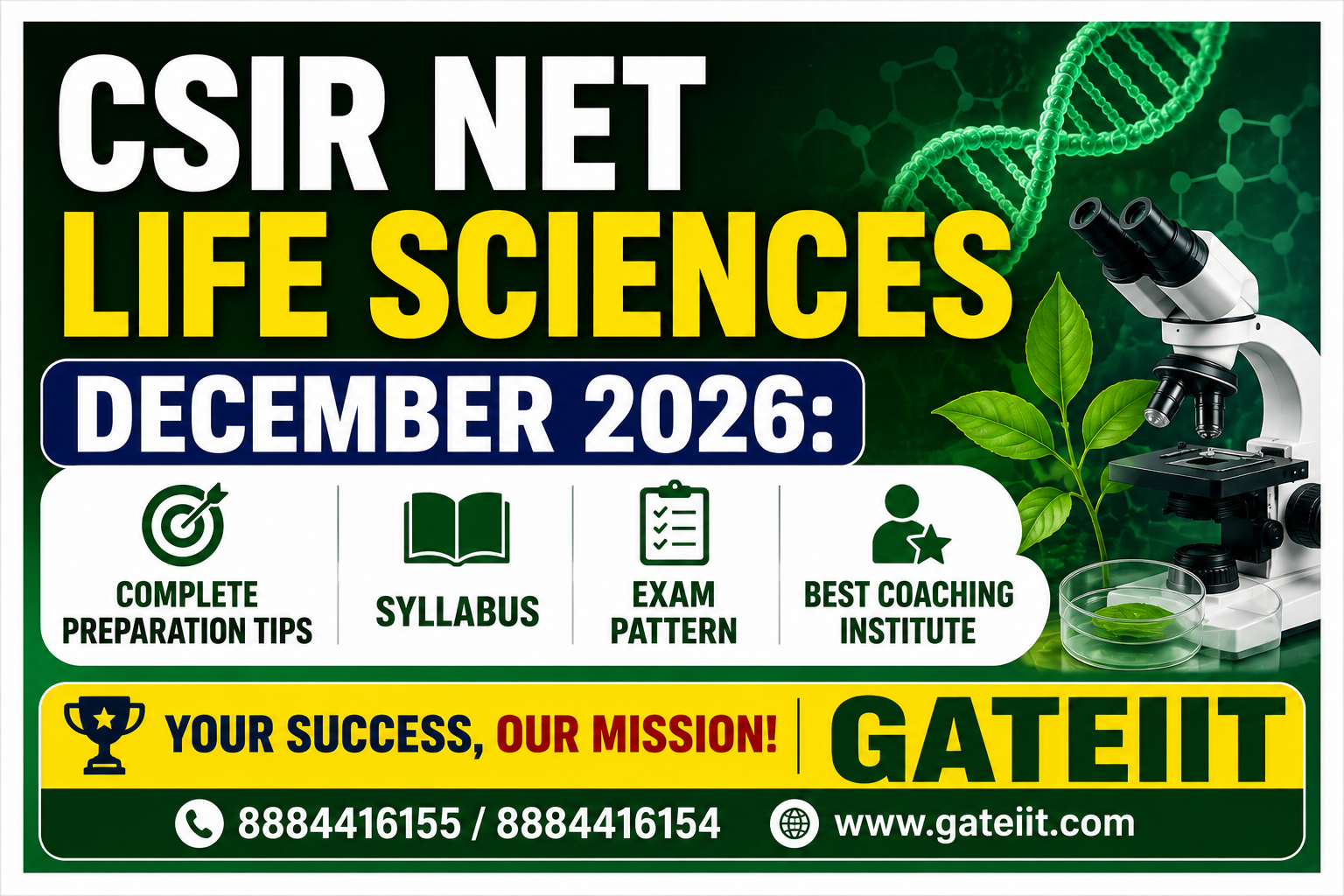 You are currently viewing CSIR NET Life Sciences December 2026: Complete Preparation Tips, Syllabus, Exam Pattern & Best Coaching Institute – GATEIIT