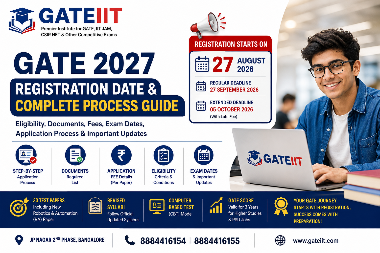 Read more about the article GATE 2027 Registration Date, Application Process, Eligibility, Fees, Documents and Exam Details – Complete Guide