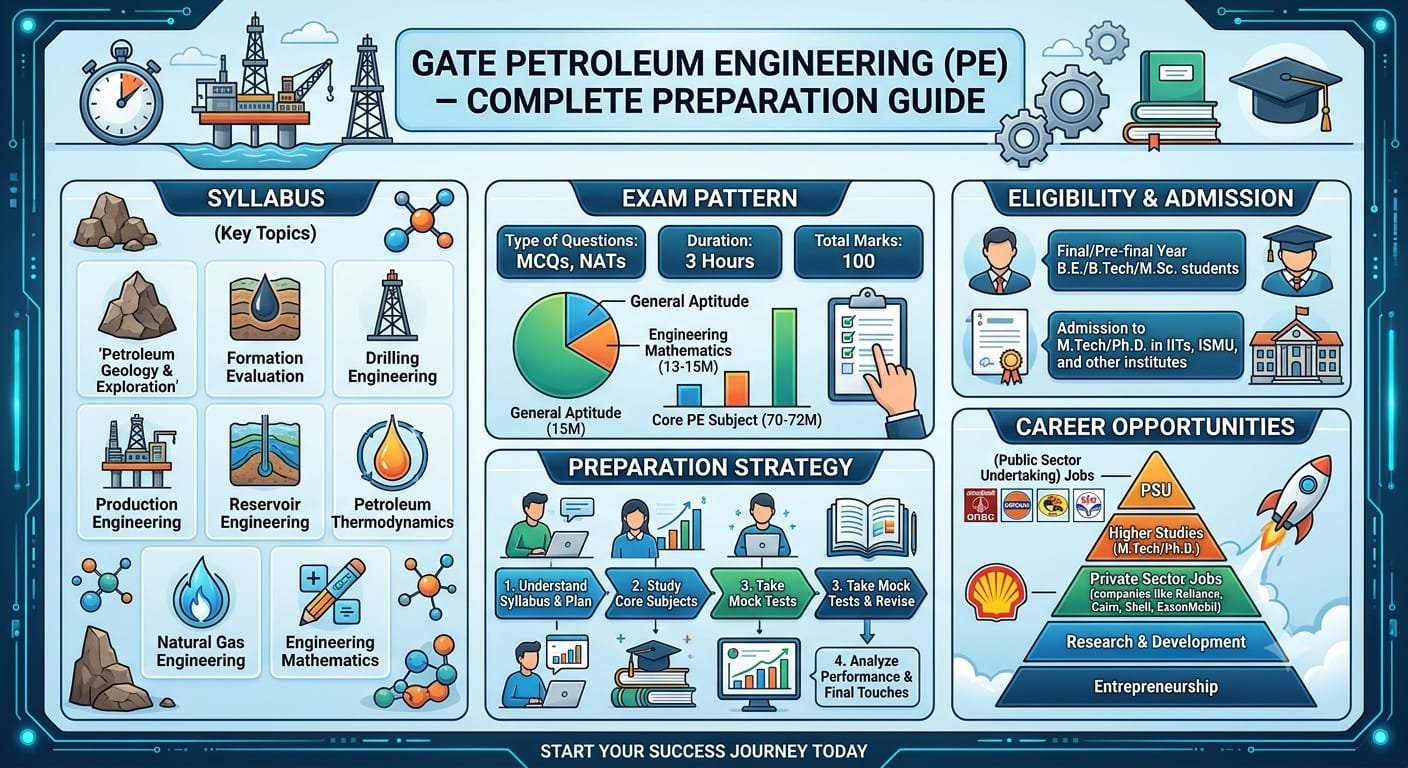 You are currently viewing GATE PETROLEUM ENGINEERING (PE) 2027: COMPLETE SELF-PREPARATION GUIDE, LATEST SYLLABUS, EXAM PATTERN, ELIGIBILITY, ADMISSION & BEST COACHING IN BANGALORE