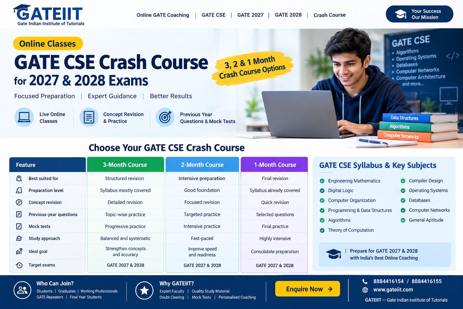 Online GATE CSE Crash Course 2027 & 2028 | 3, 2 & 1 Month